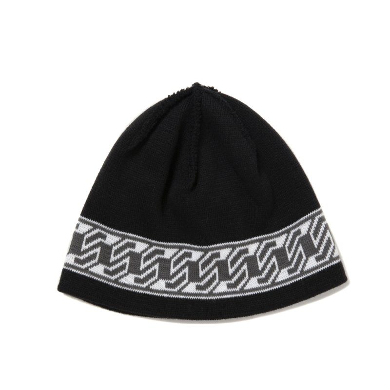 画像1: COOTIE PRODUCTIONS/Jacquard Cuffless Beanie（Black）［ジャガードカフレスビーニー-25秋冬］