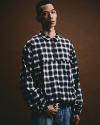 画像3: BlackEyePatch/COLLARED HALF ZIP FLANNEL PULLOVER（BLACK）