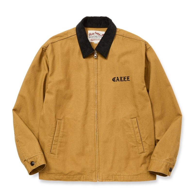 画像1: CALEE/VINTAGE REPRODUCT CORDURY COLLAR DUCK JACKET（CAMEL）［コーデュロイカラーダックJKT-25秋冬］