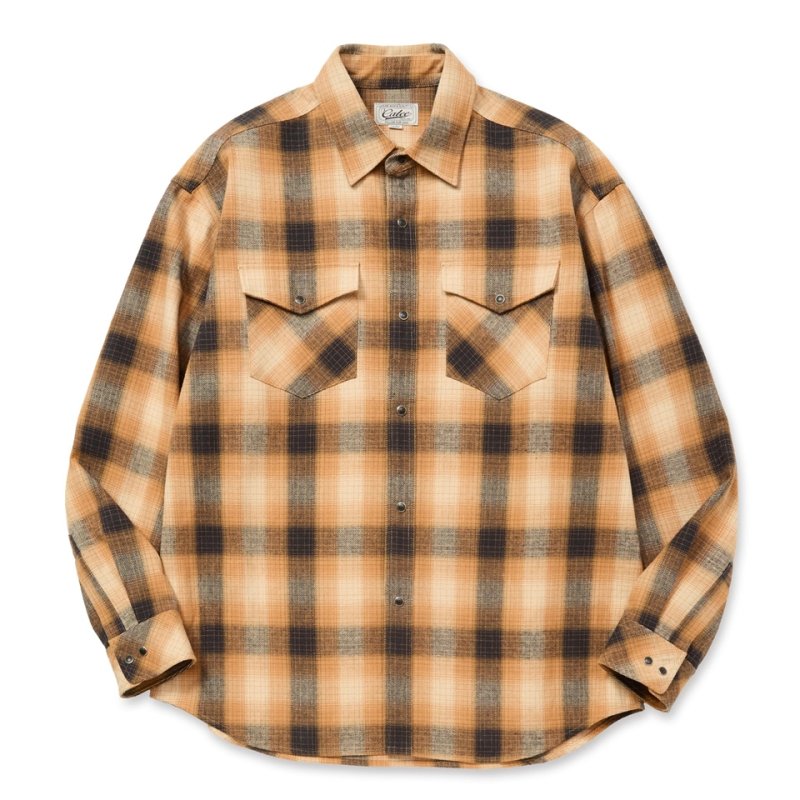 画像1: CALEE/OMBRE CHECK WESTERN L/S SH（ORANGE）［オンブレチェックウエスタンシャツ-25秋冬］