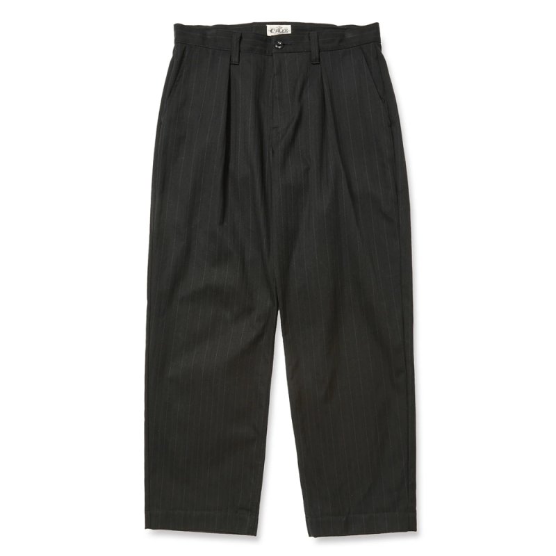 画像1: CALEE/PINSTRIPE TUCK WIDE SLACKS（BLACK）［ピストライプタックワイドスラックス-25秋冬］