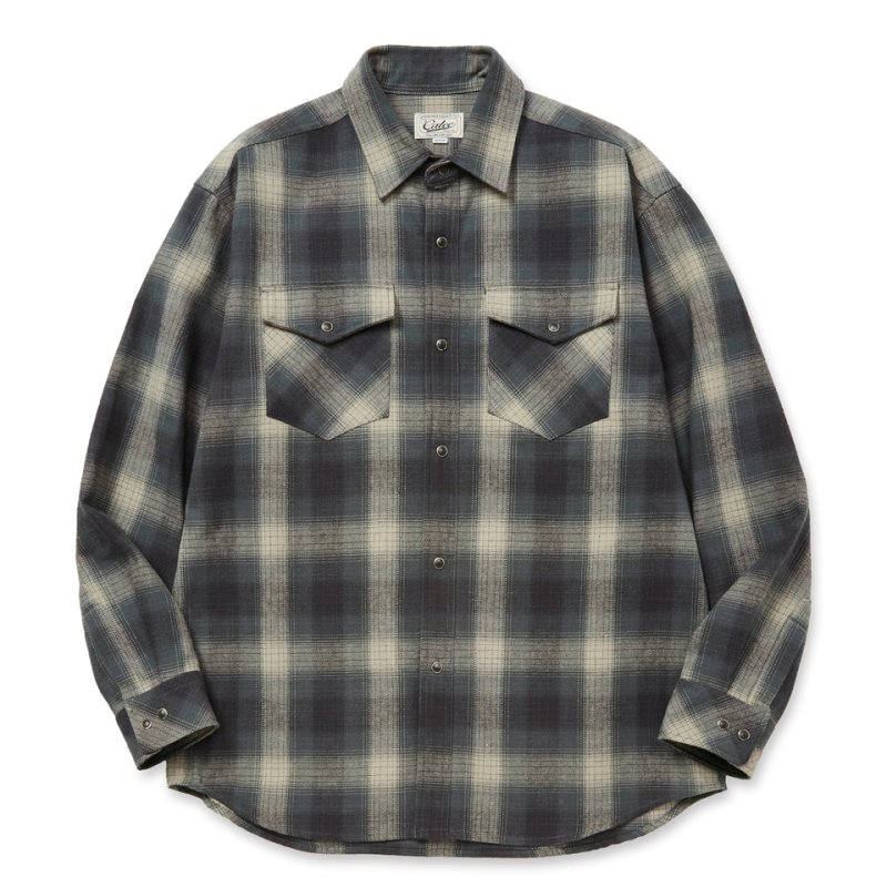 画像1: CALEE/OMBRE CHECK WESTERN L/S SH（BLACK）［オンブレチェックウエスタンシャツ-25秋冬］