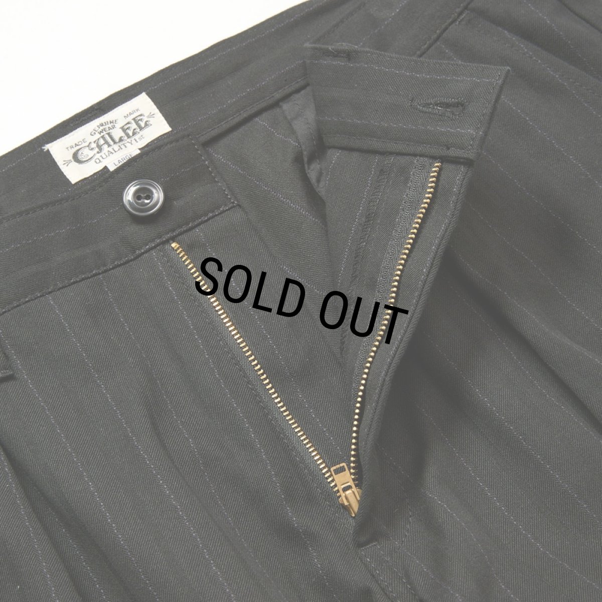 画像4: CALEE/PINSTRIPE TUCK WIDE SLACKS（BLACK）［ピストライプタックワイドスラックス-25秋冬］ (4)