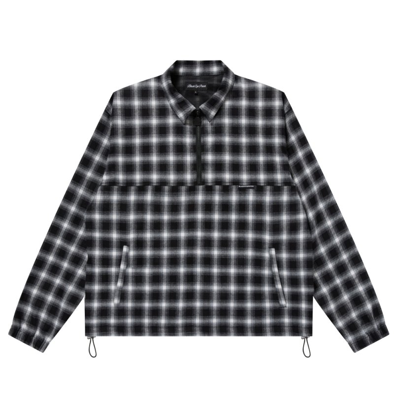 画像1: BlackEyePatch/COLLARED HALF ZIP FLANNEL PULLOVER(BLACK)