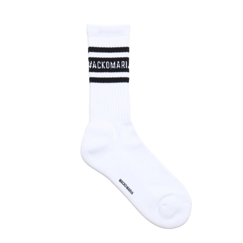 画像1: WACKO MARIA/SPORTS SOCKS（WHITE/BLACK）［スポーツソックス-25秋冬］