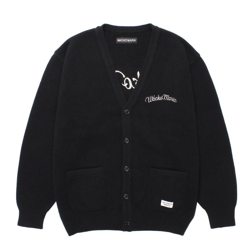 画像1: WACKO MARIA/CLASSIC KNIT CARDIGAN（BLACK）［クラシックニットカーディガン-25秋冬］