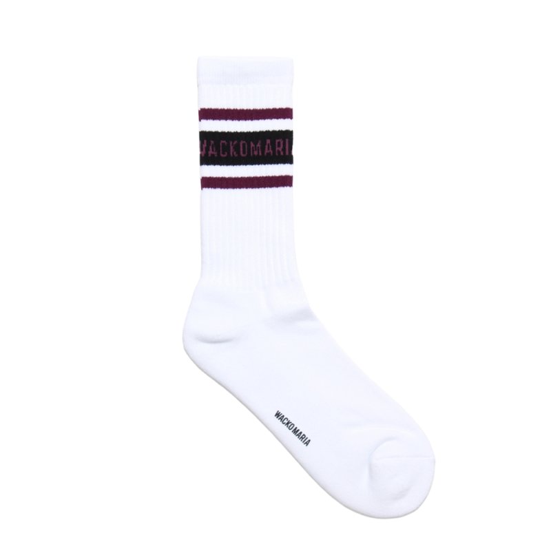 画像1: WACKO MARIA/SPORTS SOCKS（WHITE/PURPLE）［スポーツソックス-25秋冬］