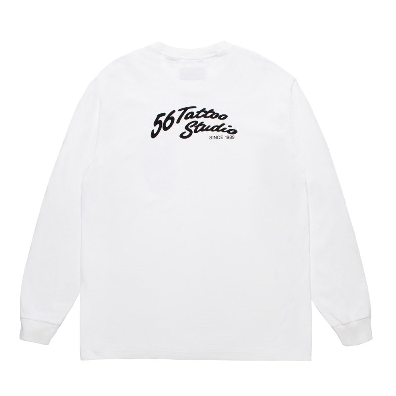 画像2: WACKO MARIA/56 TATTOO STUDIO / WASHED HEAVY WEIGHT LONG SLEEVE T-SHIRT（WHITE）［プリント長袖T-25秋冬］