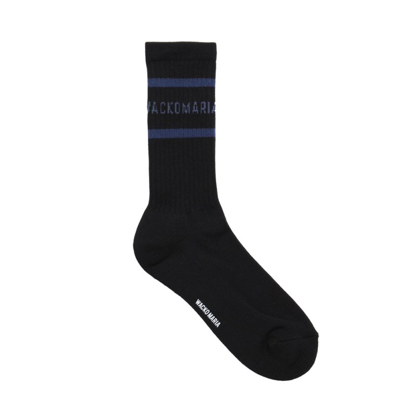 画像1: WACKO MARIA/SPORTS SOCKS（BLACK/NAVY）［スポーツソックス-25秋冬］