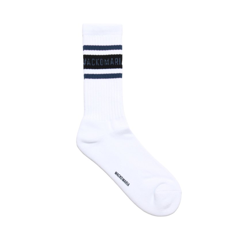 画像1: WACKO MARIA/SPORTS SOCKS（WHITE/NAVY）［スポーツソックス-25秋冬］