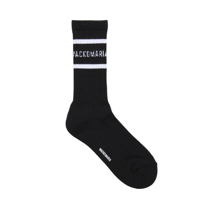 画像1: WACKO MARIA/SPORTS SOCKS（BLACK/WHITE）［スポーツソックス-25秋冬］