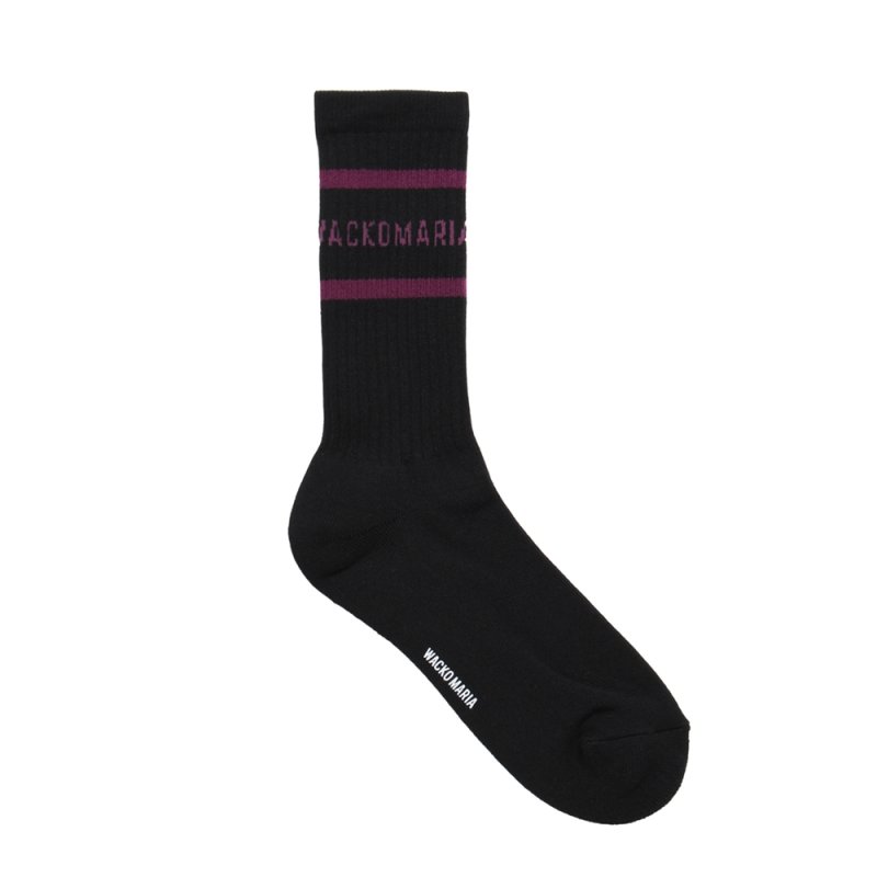 画像1: WACKO MARIA/SPORTS SOCKS（BLACK/PURPLE）［スポーツソックス-25秋冬］