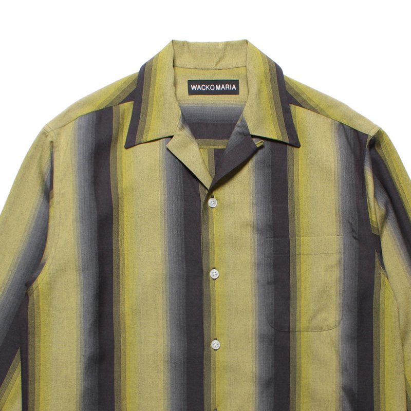 画像2: WACKO MARIA/OMBRE STRIPE OPEN COLLAR SHIRT（YELLOW）［オンブレストライプオープンカラーシャツ-25秋冬］