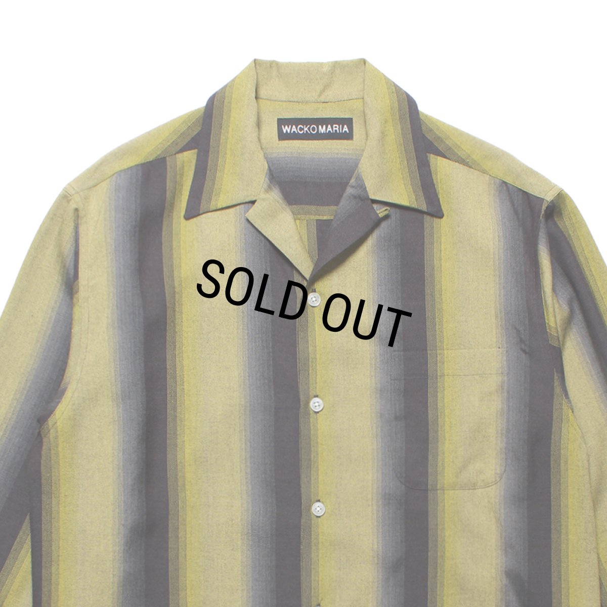 画像2: WACKO MARIA/OMBRE STRIPE OPEN COLLAR SHIRT（YELLOW）［オンブレストライプオープンカラーシャツ-25秋冬］ (2)