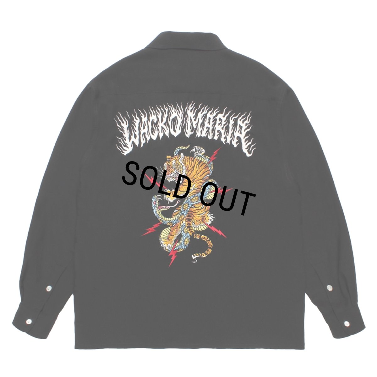 画像1: WACKO MARIA/TIM LEHI / 50'S OPEN COLLAR SHIRT（BLACK）［50'Sオープンカラーシャツ-25秋冬］ (1)