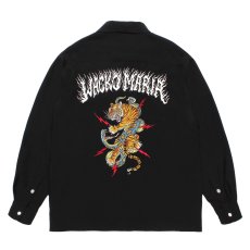 画像1: WACKO MARIA/TIM LEHI / 50'S OPEN COLLAR SHIRT（BLACK）［50'Sオープンカラーシャツ-25秋冬］ (1)