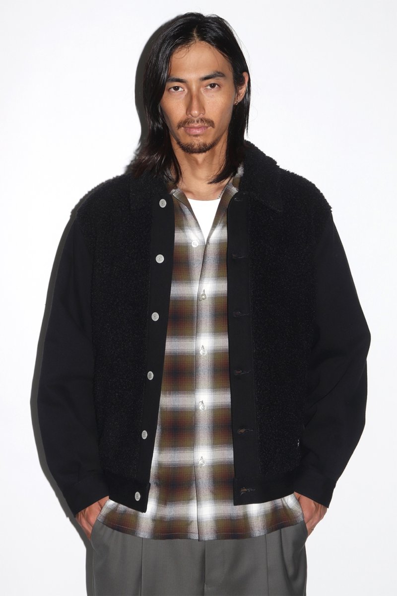 画像3: WACKO MARIA/OMBRE CHECK OPEN COLLAR SHIRT（KHAKI）［オンブレチェックオープンカラーシャツ-25秋冬］