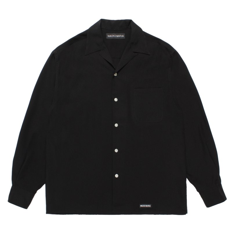 画像1: WACKO MARIA/TIM LEHI / 50'S OPEN COLLAR SHIRT（BLACK）［50'Sオープンカラーシャツ-25秋冬］