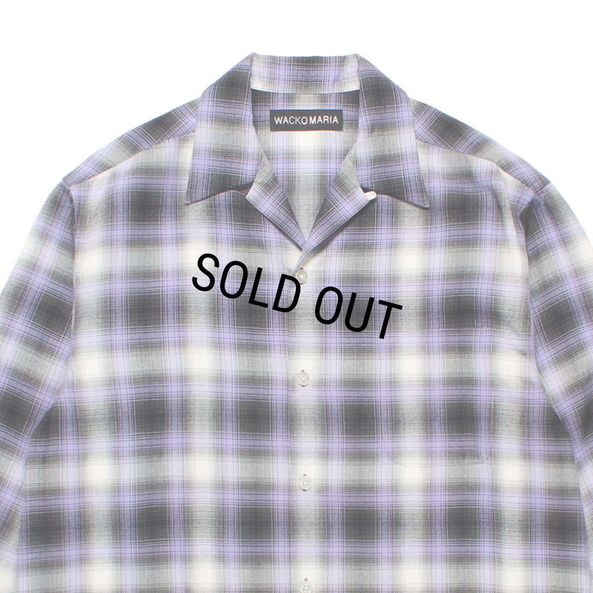 画像2: WACKO MARIA/OMBRE CHECK OPEN COLLAR SHIRT（PURPLE）［オンブレチェックオープンカラーシャツ-25秋冬］ (2)