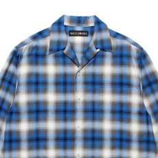 画像2: WACKO MARIA/OMBRE CHECK OPEN COLLAR SHIRT（BLUE）［オンブレチェックオープンカラーシャツ-25秋冬］ (2)