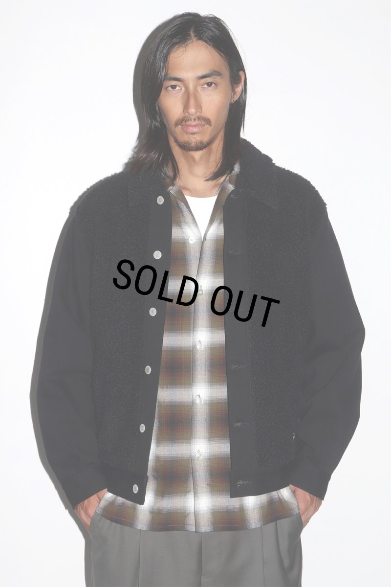 画像3: WACKO MARIA/OMBRE CHECK OPEN COLLAR SHIRT（KHAKI）［オンブレチェックオープンカラーシャツ-25秋冬］ (3)