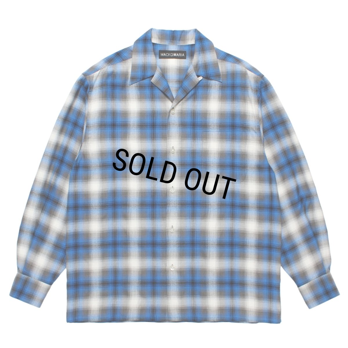 画像1: WACKO MARIA/OMBRE CHECK OPEN COLLAR SHIRT（BLUE）［オンブレチェックオープンカラーシャツ-25秋冬］ (1)