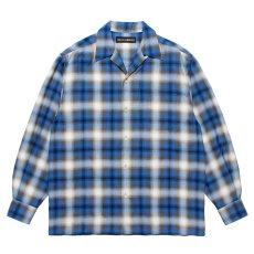 画像1: WACKO MARIA/OMBRE CHECK OPEN COLLAR SHIRT（BLUE）［オンブレチェックオープンカラーシャツ-25秋冬］ (1)