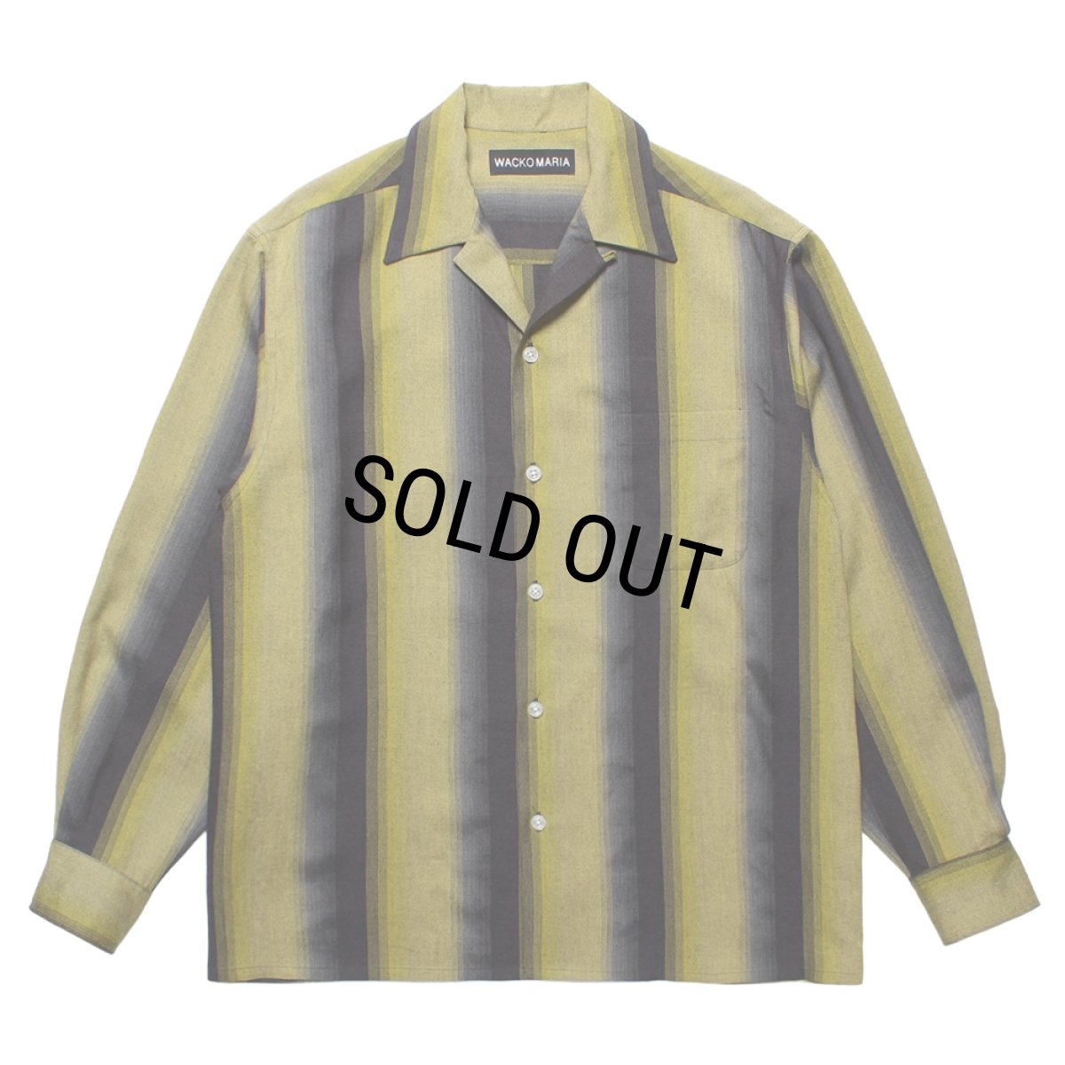 画像1: WACKO MARIA/OMBRE STRIPE OPEN COLLAR SHIRT（YELLOW）［オンブレストライプオープンカラーシャツ-25秋冬］ (1)