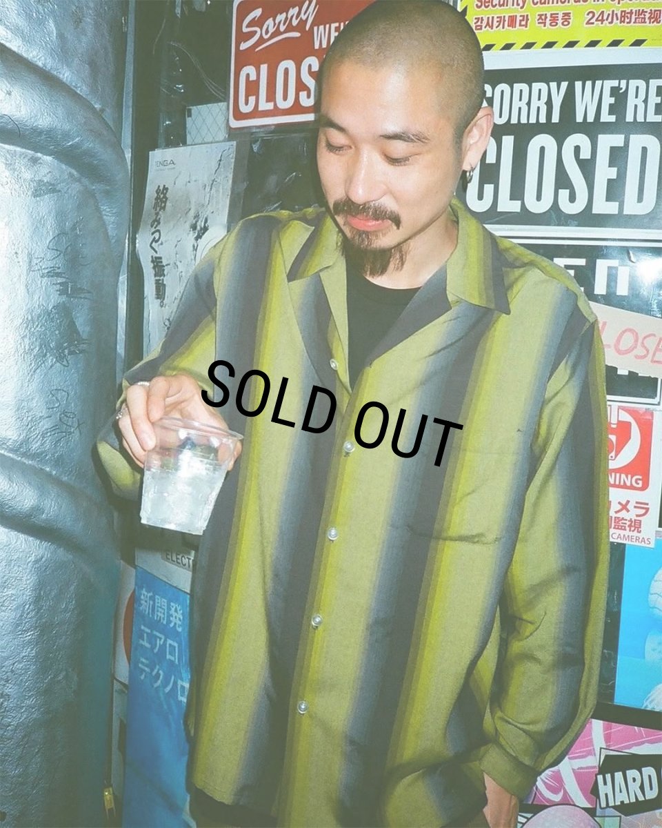 画像4: WACKO MARIA/OMBRE STRIPE OPEN COLLAR SHIRT（YELLOW）［オンブレストライプオープンカラーシャツ-25秋冬］ (4)