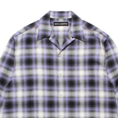 画像2: WACKO MARIA/OMBRE CHECK OPEN COLLAR SHIRT（PURPLE）［オンブレチェックオープンカラーシャツ-25秋冬］