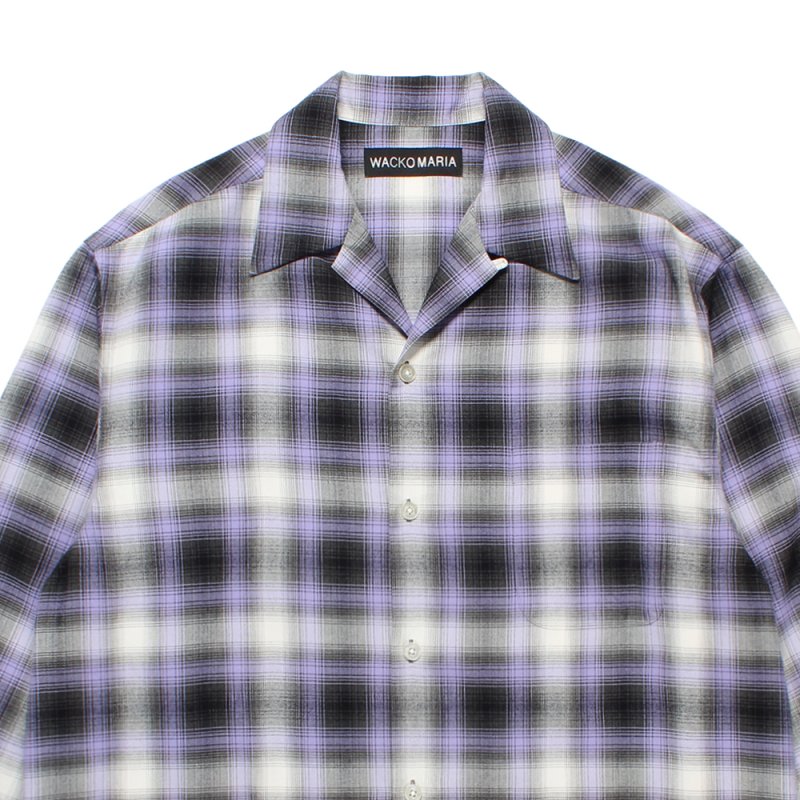 画像2: WACKO MARIA/OMBRE CHECK OPEN COLLAR SHIRT（PURPLE）［オンブレチェックオープンカラーシャツ-25秋冬］