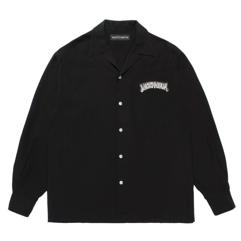 画像1: WACKO MARIA/TIM LEHI / 50'S OPEN COLLAR SHIRT（BLACK）［50'Sオープンカラーシャツ-25秋冬］