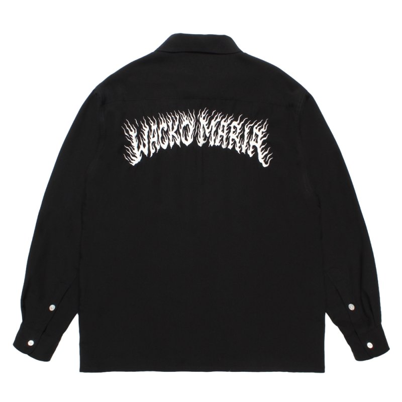 画像2: WACKO MARIA/TIM LEHI / 50'S OPEN COLLAR SHIRT（BLACK）［50'Sオープンカラーシャツ-25秋冬］