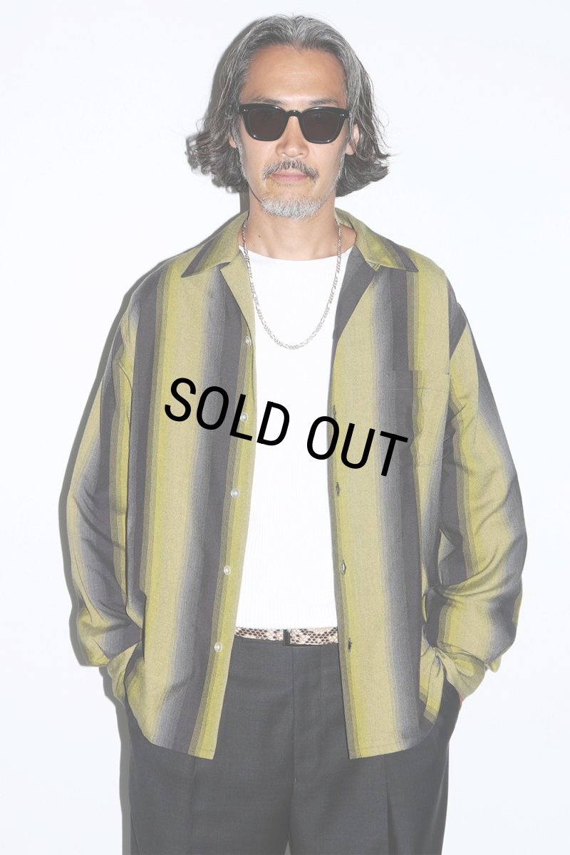 画像3: WACKO MARIA/OMBRE STRIPE OPEN COLLAR SHIRT（YELLOW）［オンブレストライプオープンカラーシャツ-25秋冬］ (3)