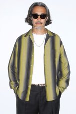 画像3: WACKO MARIA/OMBRE STRIPE OPEN COLLAR SHIRT（YELLOW）［オンブレストライプオープンカラーシャツ-25秋冬］ (3)