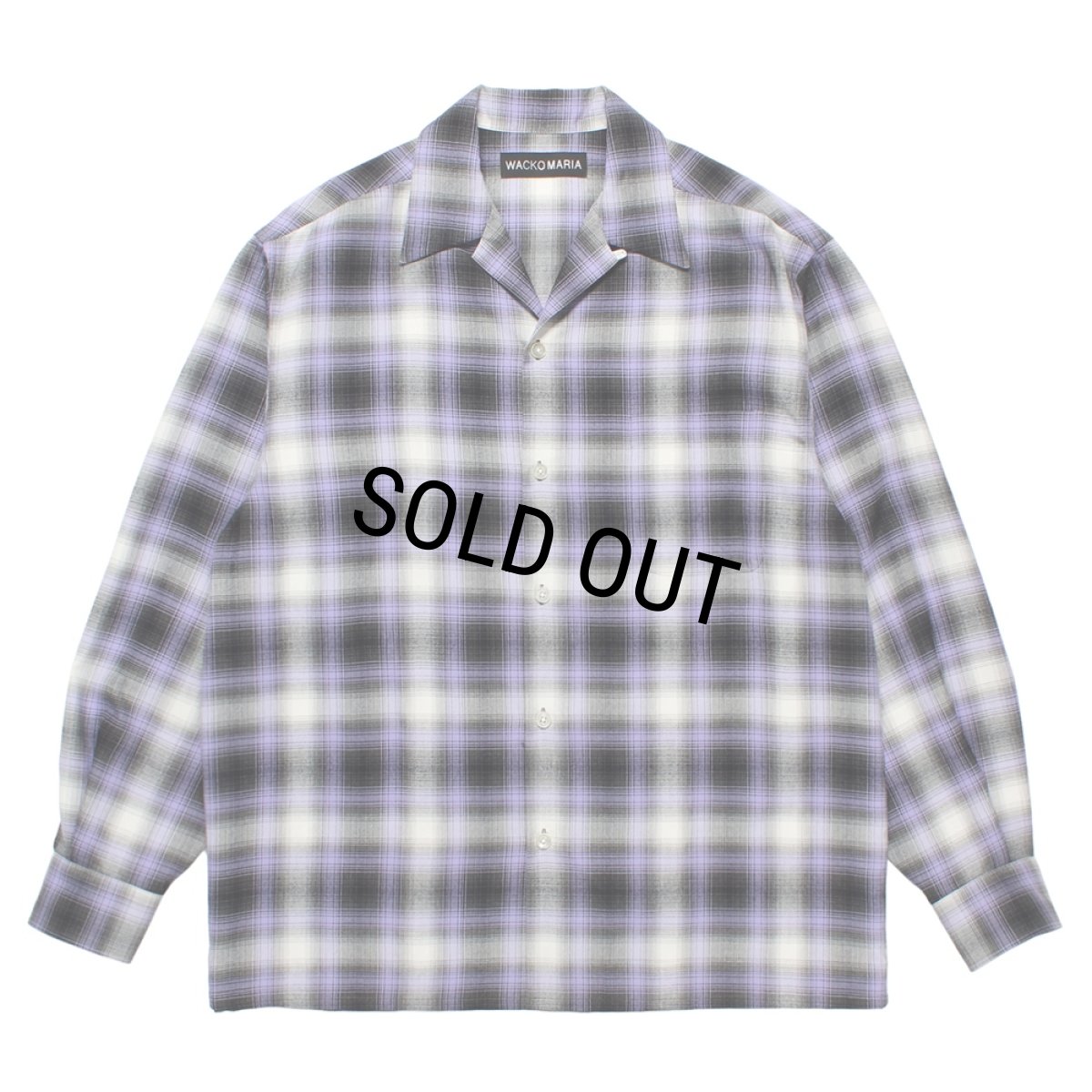 画像1: WACKO MARIA/OMBRE CHECK OPEN COLLAR SHIRT（PURPLE）［オンブレチェックオープンカラーシャツ-25秋冬］ (1)
