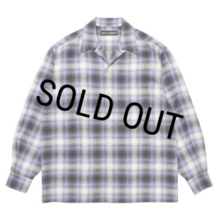 WACKO MARIA/OMBRE CHECK OPEN COLLAR SHIRT（PURPLE）［オンブレ