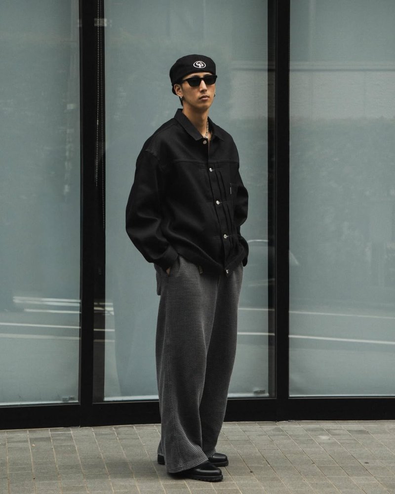 画像3: COOTIE PRODUCTIONS/Pigment Dyed Waffle Easy Pants（Black）［ピグメントダイワッフルイージーパンツ-25秋冬］