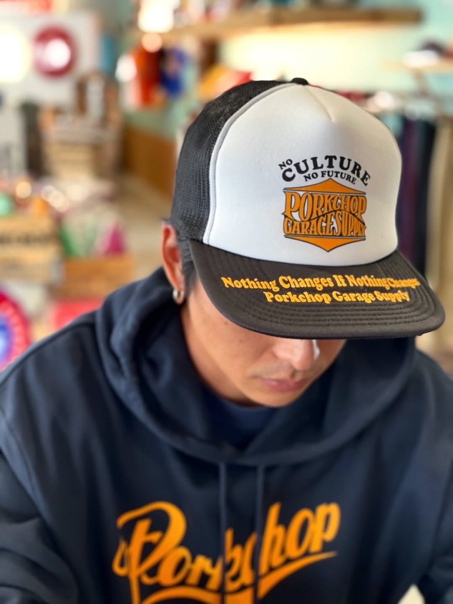 画像6: PORKCHOP/WAVE LOGO MESH CAP（WHITE/BLACK）［ウェーブロゴメッシュキャップ-25秋冬］ (6)