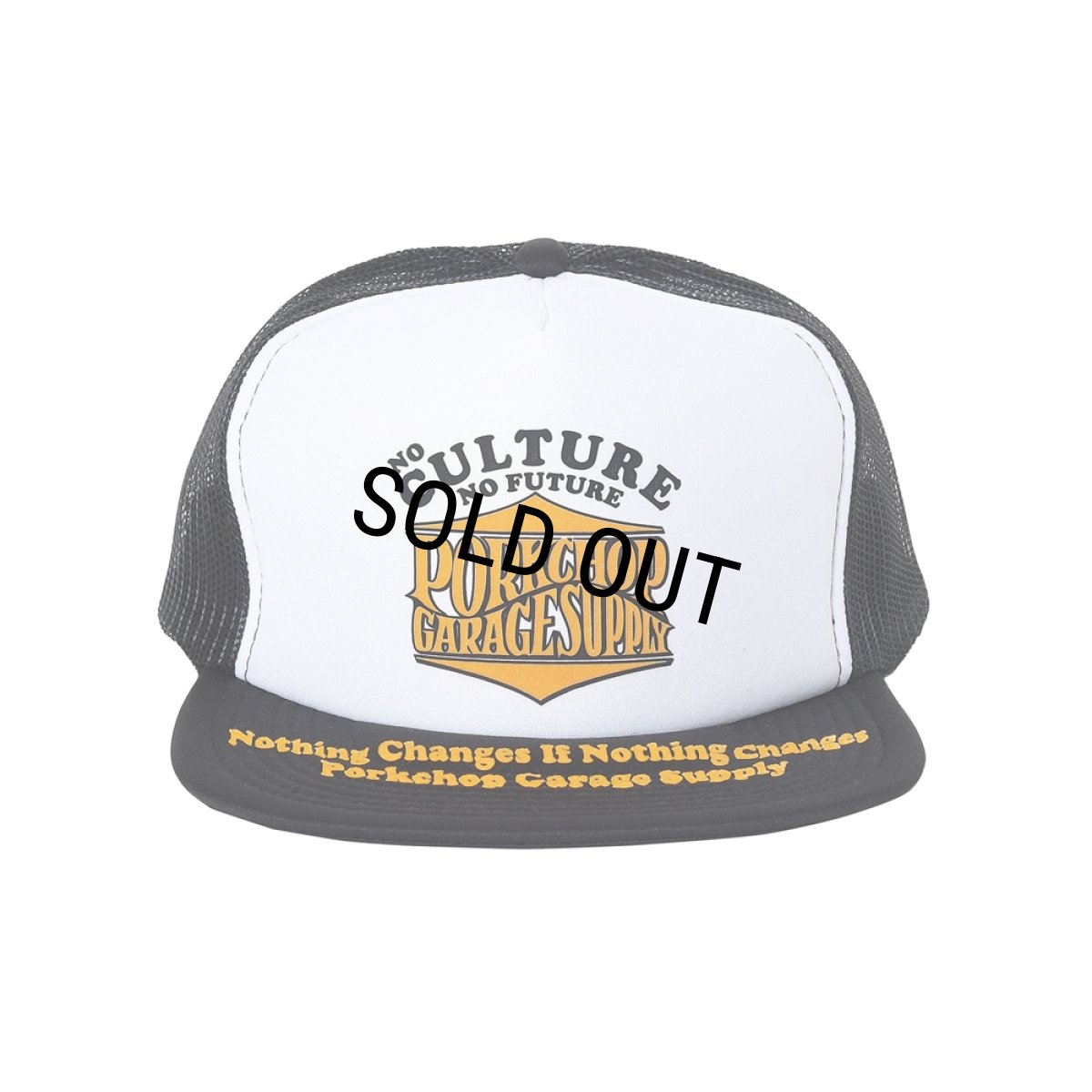 画像1: PORKCHOP/WAVE LOGO MESH CAP（WHITE/BLACK）［ウェーブロゴメッシュキャップ-25秋冬］ (1)