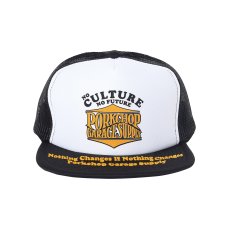 画像1: PORKCHOP/WAVE LOGO MESH CAP（WHITE/BLACK）［ウェーブロゴメッシュキャップ-25秋冬］ (1)