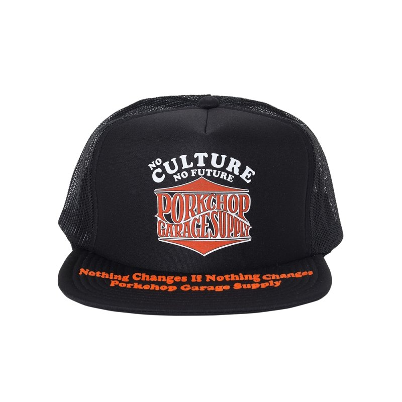 画像1: PORKCHOP/WAVE LOGO MESH CAP（BLACK）［ウェーブロゴメッシュキャップ-25秋冬］