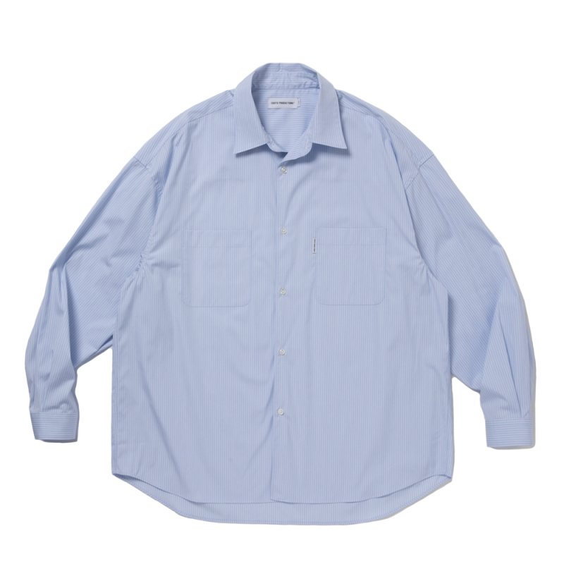 画像1: COOTIE PRODUCTIONS/Stripe Broad L/S Shirt（Saxe）［ストライプブロードシャツ-25秋冬］