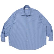 画像1: COOTIE PRODUCTIONS/Stripe Broad Oversized L/S Shirt（Blue）［ストライプブロードオーバーサイズシャツ-25秋冬］ (1)