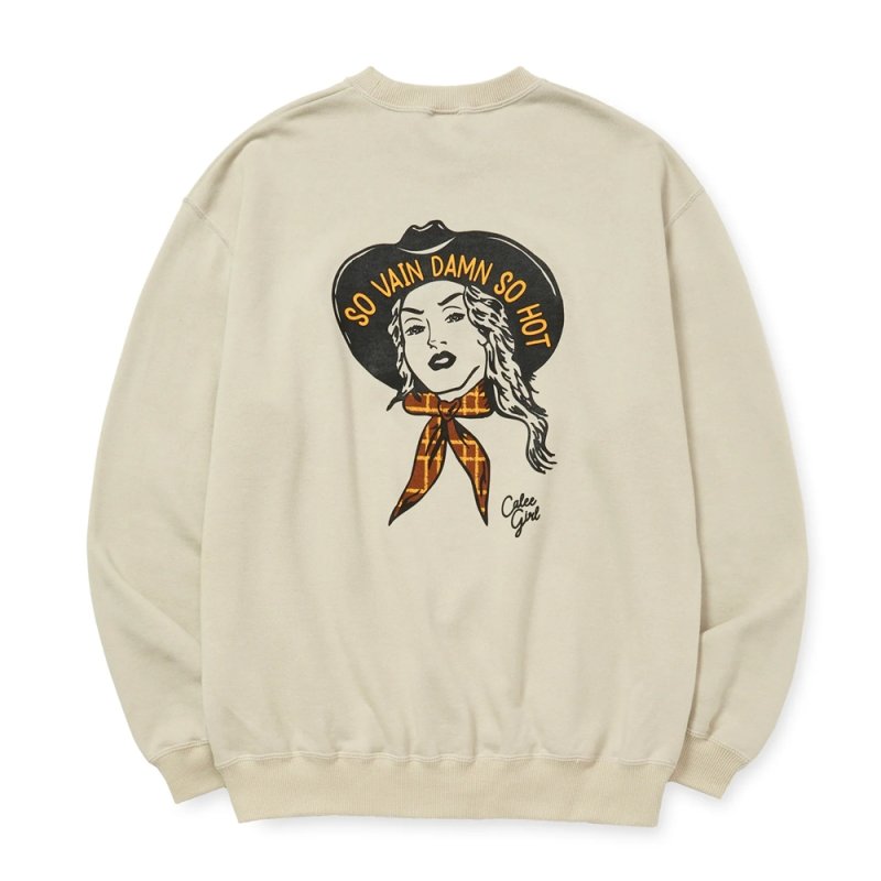 画像2: CALEE/SYNDICATE RETRO WESTERN GIRL CREW NECK SW（Lt. BEIGE）［クルーネックスウェット-25秋冬］