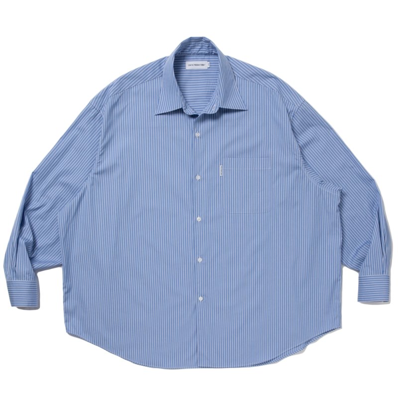 画像1: COOTIE PRODUCTIONS/Stripe Broad Oversized L/S Shirt（Blue）［ストライプブロードオーバーサイズシャツ-25秋冬］