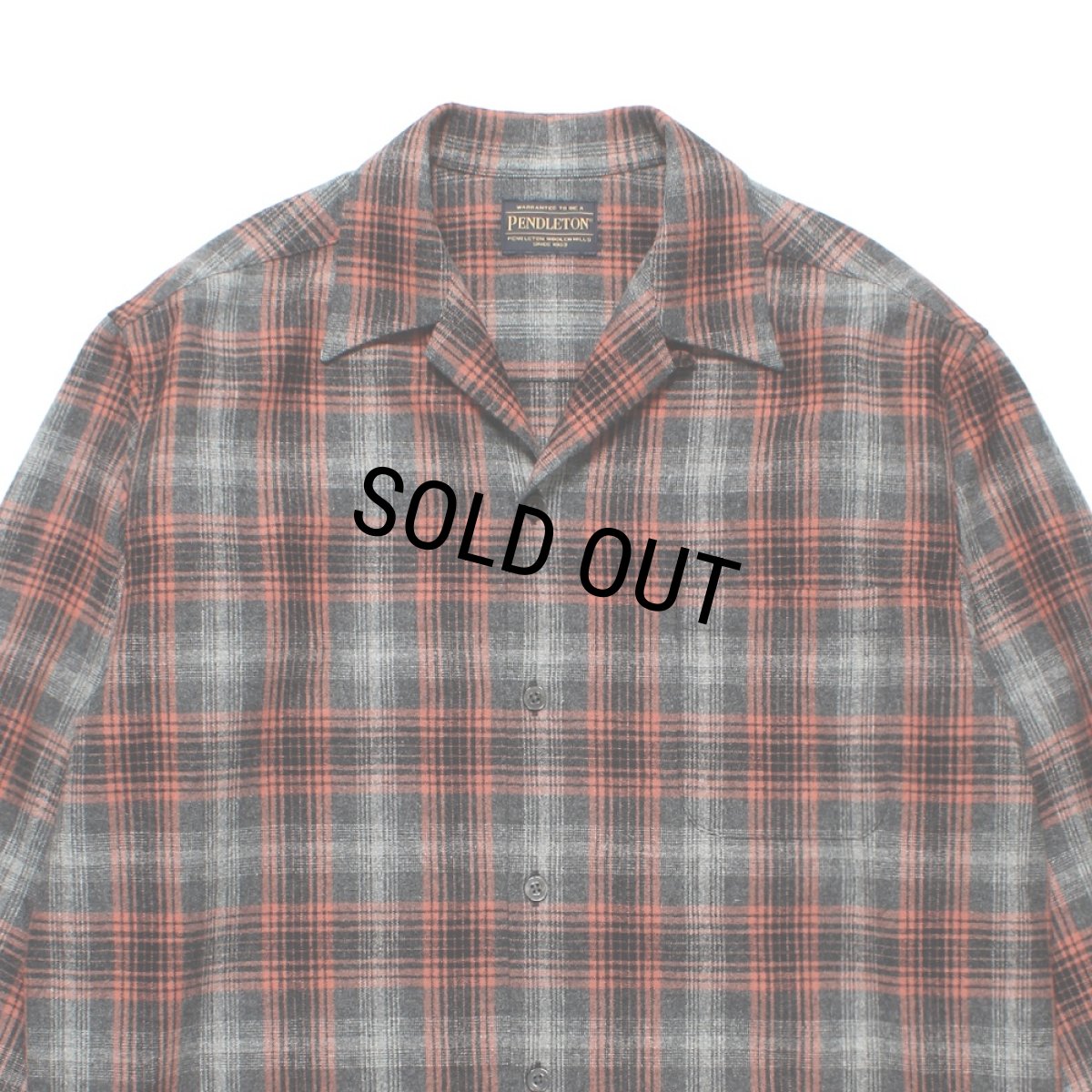 画像2: WACKO MARIA/PENDLETON / WOOL OMBRE CHECK OPEN COLLAR SHIRT（GRAY/ORANGE）［ウールオンブレチェックオープンカラーシャツ-25秋冬］ (2)