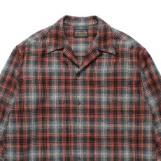 画像2: WACKO MARIA/PENDLETON / WOOL OMBRE CHECK OPEN COLLAR SHIRT（GRAY/ORANGE）［ウールオンブレチェックオープンカラーシャツ-25秋冬］ (2)
