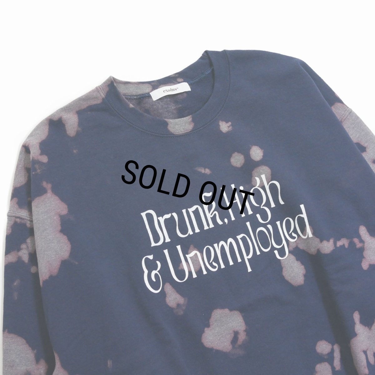 画像3: exodus brand/Drunk,High & Unemployed TIE DYE SWEAT（NAVY）［タイダイクルーネックスウェット-25秋冬］ (3)