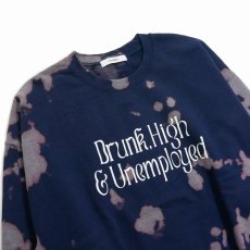 画像3: exodus/Drunk,High & Unemployed TIE DYE SWEAT（NAVY）［タイダイクルーネックスウェット-25秋冬］ (3)